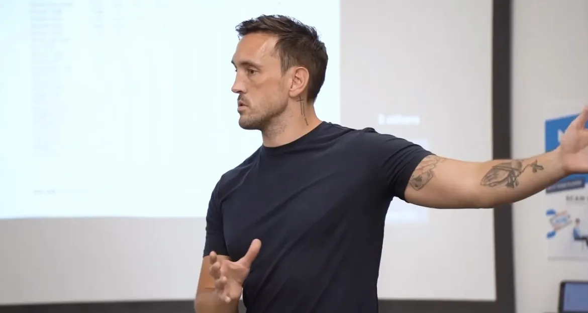 Professor Brendon Stubbs teaching in front of a whiteboard